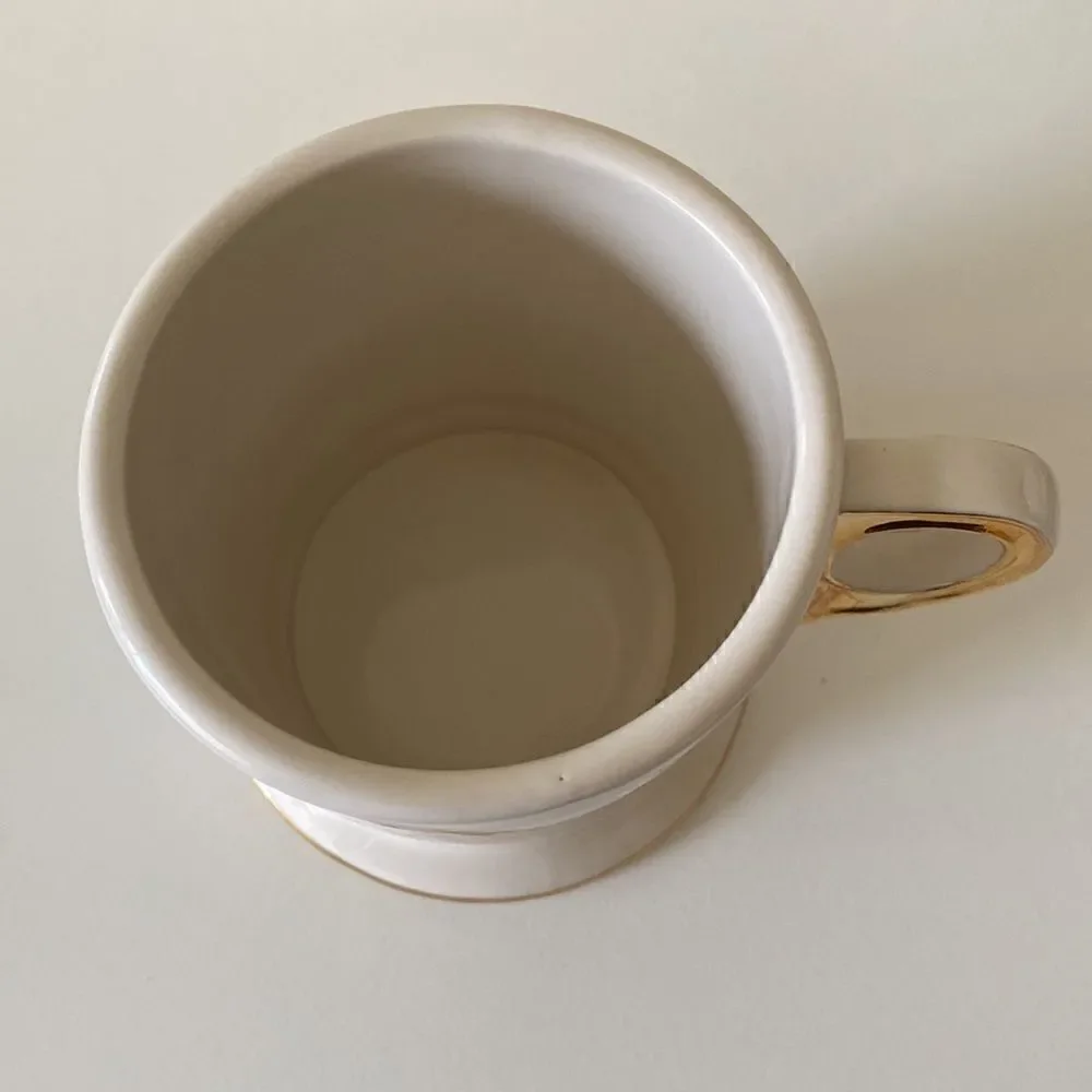 Anthropologie Mug Monogram Gold Letter W Initial Coffee Cup
